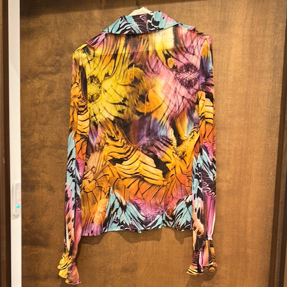 St. John Couture Colorful Women's Ruffled Blouse, Size 4